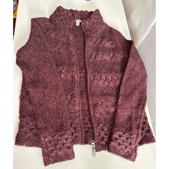 J. Jill Womens Burgundy Knit Cardigan Sweater Size S - Picture 3 of 7